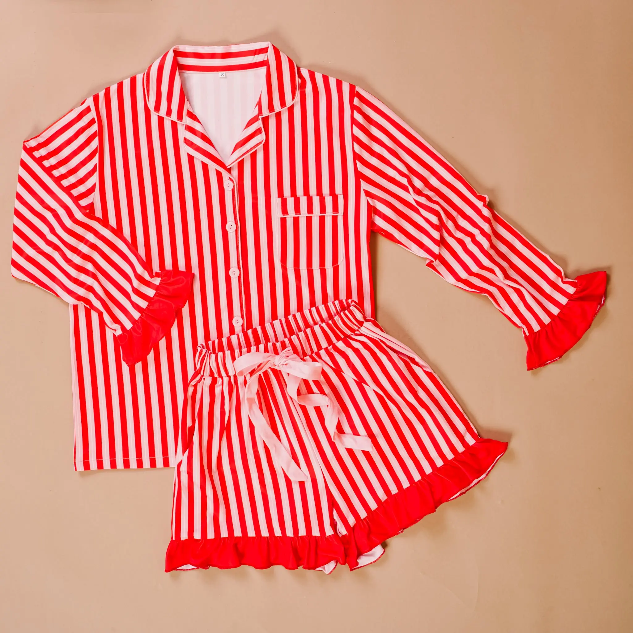 Peppermint Stripes Sweet Dreams Pajama Shorts Set