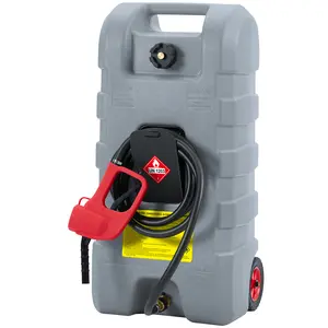 15-Gallon Heavy-Duty Fuel Caddy - Portable Gas Storage Tank with Manual Pump & 10FT Hose, Leak-Proof Mobile Fuel Station for Lawn Mowers & Boats