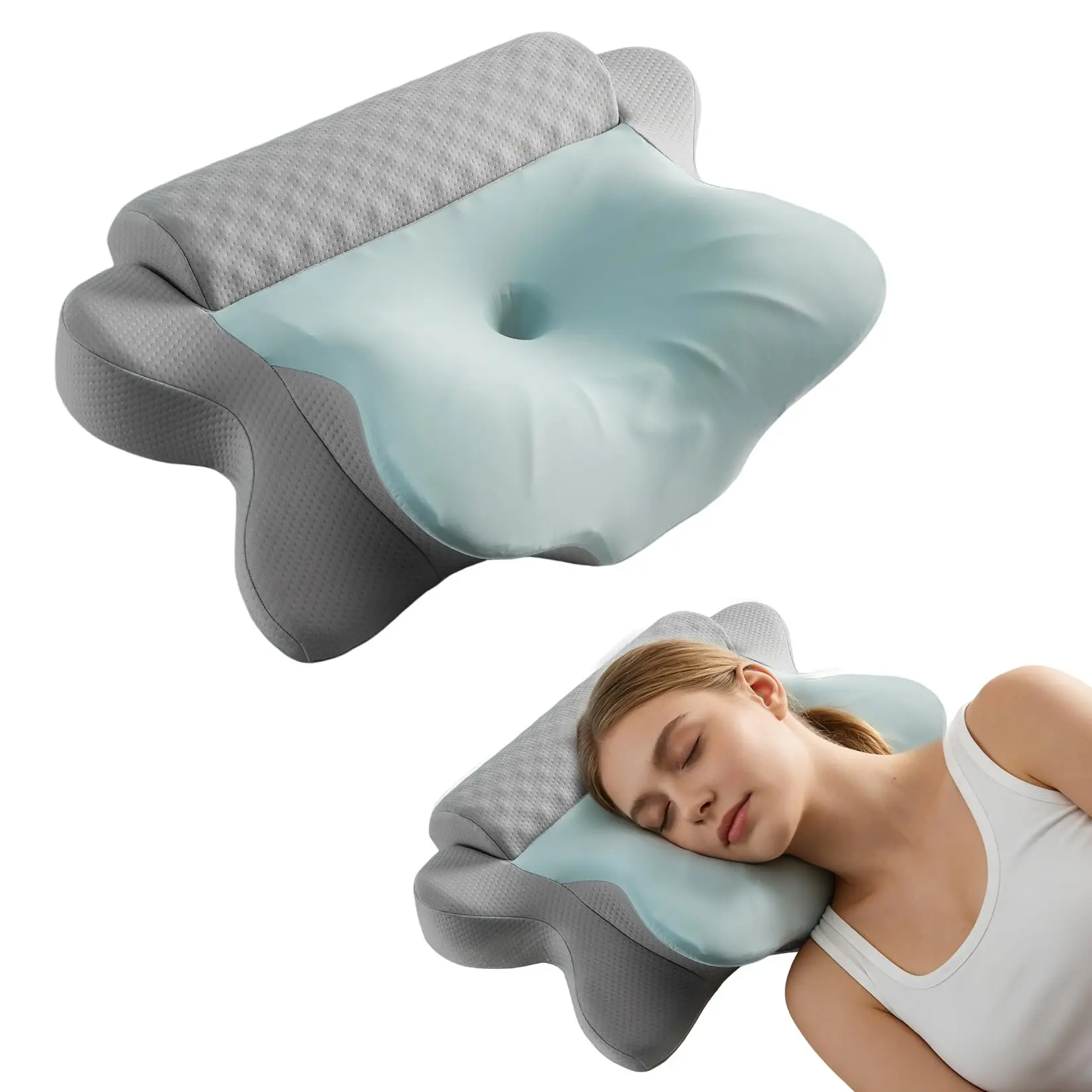 Memory Foam Cervical Pillow for Neck Support, Ergonomic Contour Bed Pillow with Cooling Breathable Washable Cover, Orthopedic Neck Support Pillow for Side, Back and Stomach Sleepers, 24.8*15.3*5.1in,dorm essentials,home decor