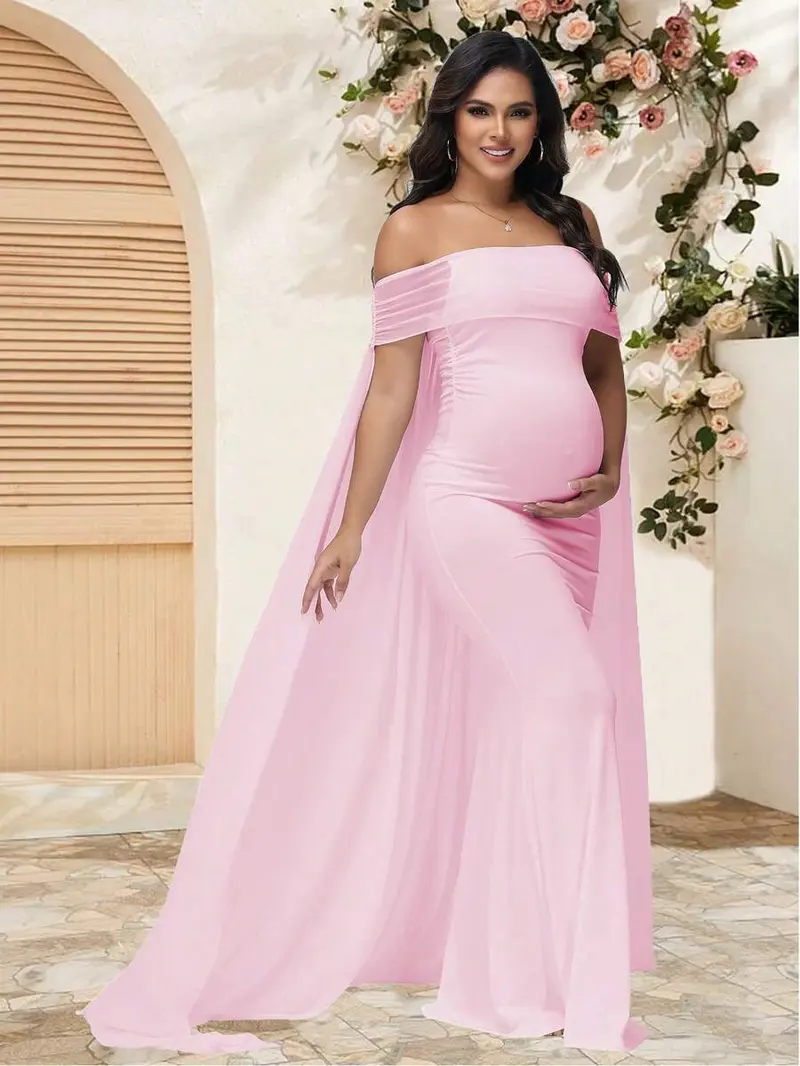 formal.maternity dress Red Lurex Maternity Cowl Neck Dress main image 0