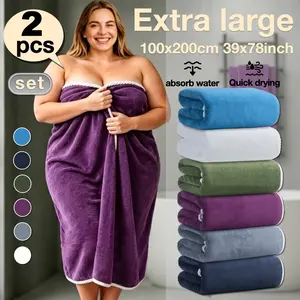 2-Pack Luxury Ultra-Soft Bath Towels, 100x200cm, Super Absorbent Quick-Dry, Hotel Quality, Multi-Purpose for Spa, Travel, Camping