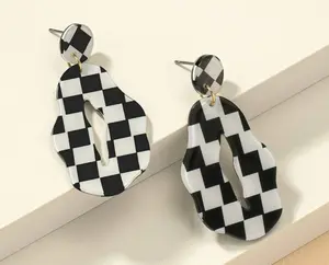 Checkerboard drop earrings