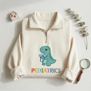 [MADE IN US] Dinosaur Pediatrics Nurse Embroidered Quarter Zip, PEDS Shirt, Pads Nurse Dino Sweater, Funny Nurse Graduation Gift for Nurse, Cute Peds gift