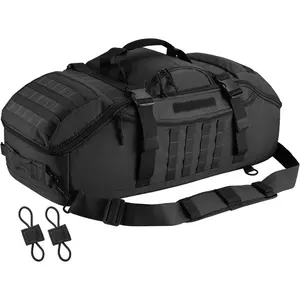 65L Large Duffle Bag, 3-in-1 Tactical Backpack MOLLE Pack for Sports, Gym, Outdoor, Black