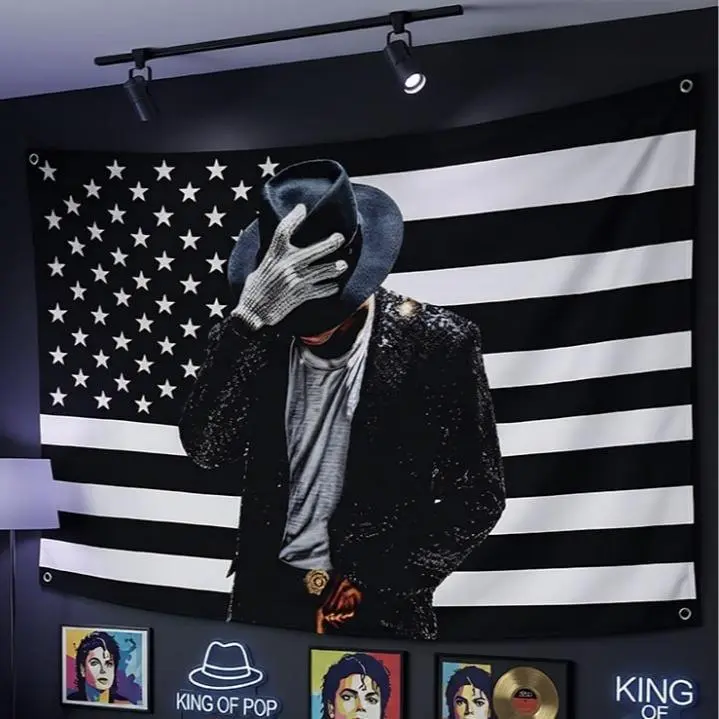 MJ Michael Jackson American Flag Tapestry funny music wall art bedroom photography supply outdoor gift home aesthetic