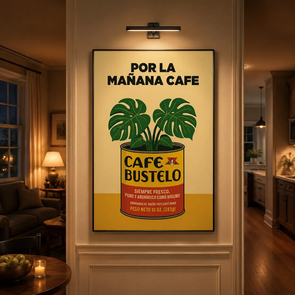 Vintage Cafe Bustelo Coffee Wall Art Poster, Retro Coffee Poster, Spanish Home Decor, Hispanic Latino Coffee Art, Debi Tirar Mas Fotos Art