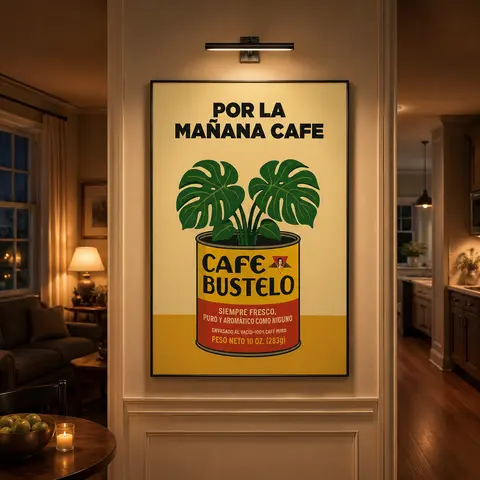 Vintage Cafe Bustelo Coffee Wall Art Poster, Retro Coffee Poster, Spanish Home Decor, Hispanic Latino Coffee Art, Debi Tirar Mas Fotos Art