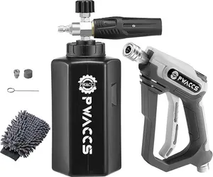 PWACCS Pressure Washer Foam Cannon 4000 PSI with Short Handle, 1.5 Liter, M22-14mm Fitting, High-Density Foam for Car Wash and Versatile Cleaning