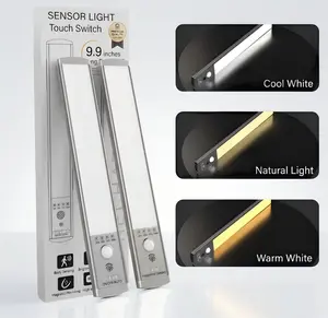 HOGNC LED Motion Sensor Light Bar Magnetic Under Cabinet Lighting 3 Color Dimmable USB Rechargeable 1500mAh Battery Touch Control Fingerprint Recognition lights for bedroom  lamp lights.lamp factory. outdoorfun