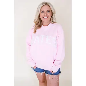 Appliqué BATES Mock Neck Sweatshirt - Pink