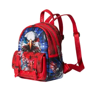 Nu Trendz USA Flag Backpack 250th Anniversary 1776-2026 Patriotic PU Leather Mini Daypack Water-Resistant Small Fashion Backpack Purse for Travel Daily Casual