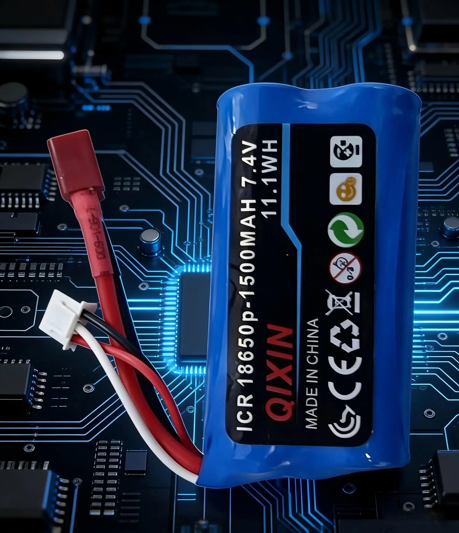 RC Car Lithium Rechargeable Replacement Battery, 2S 7.4V 1500mAh Batteries for Multiple Electric Remote Control Toy Models