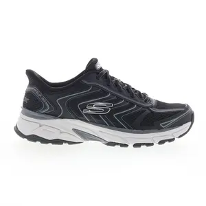 Skechers Slip-ins Stamina Sport Mens Black Leather Lifestyle Sneakers Shoes