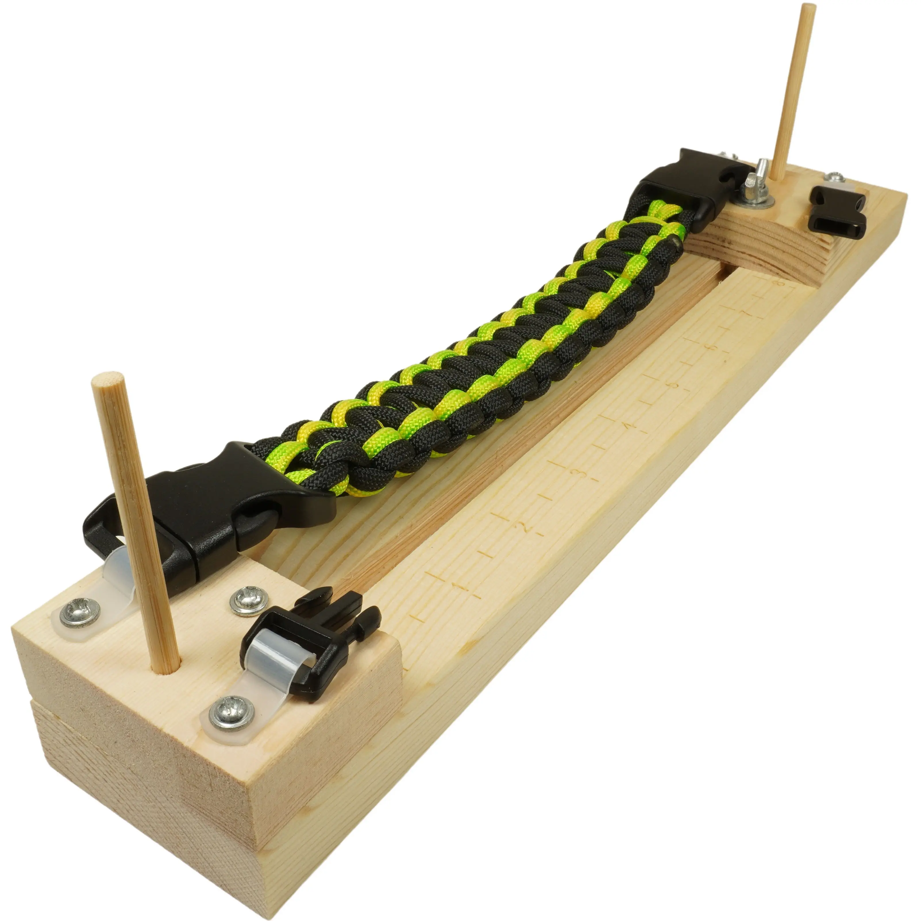 Basic Wood Jig - Adjustable Length Bracelet Making Tool, Paracord Craft, Braiding Weaving Tool Kit with Buckles