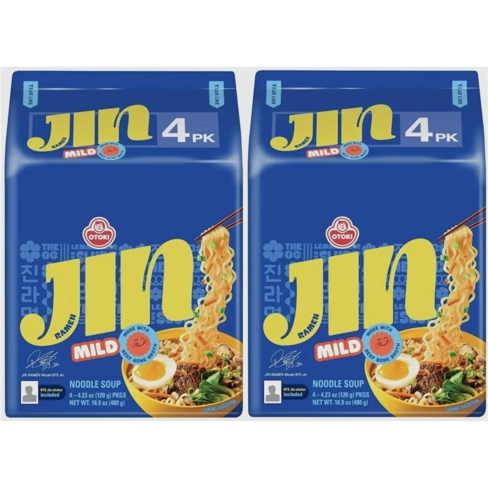 [8 Packs] Ottogi Jin Ramen MILD Korean Instant Noodle Variety Pack