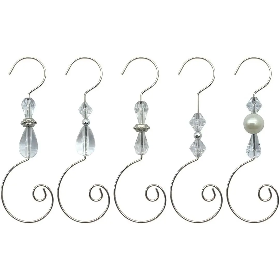Christmas Ornament Hooks - Silver Wire Hooks, Acrylic Jewelry Hooks with Christmas Tree Ornament Hooks-30 PK (Clear)