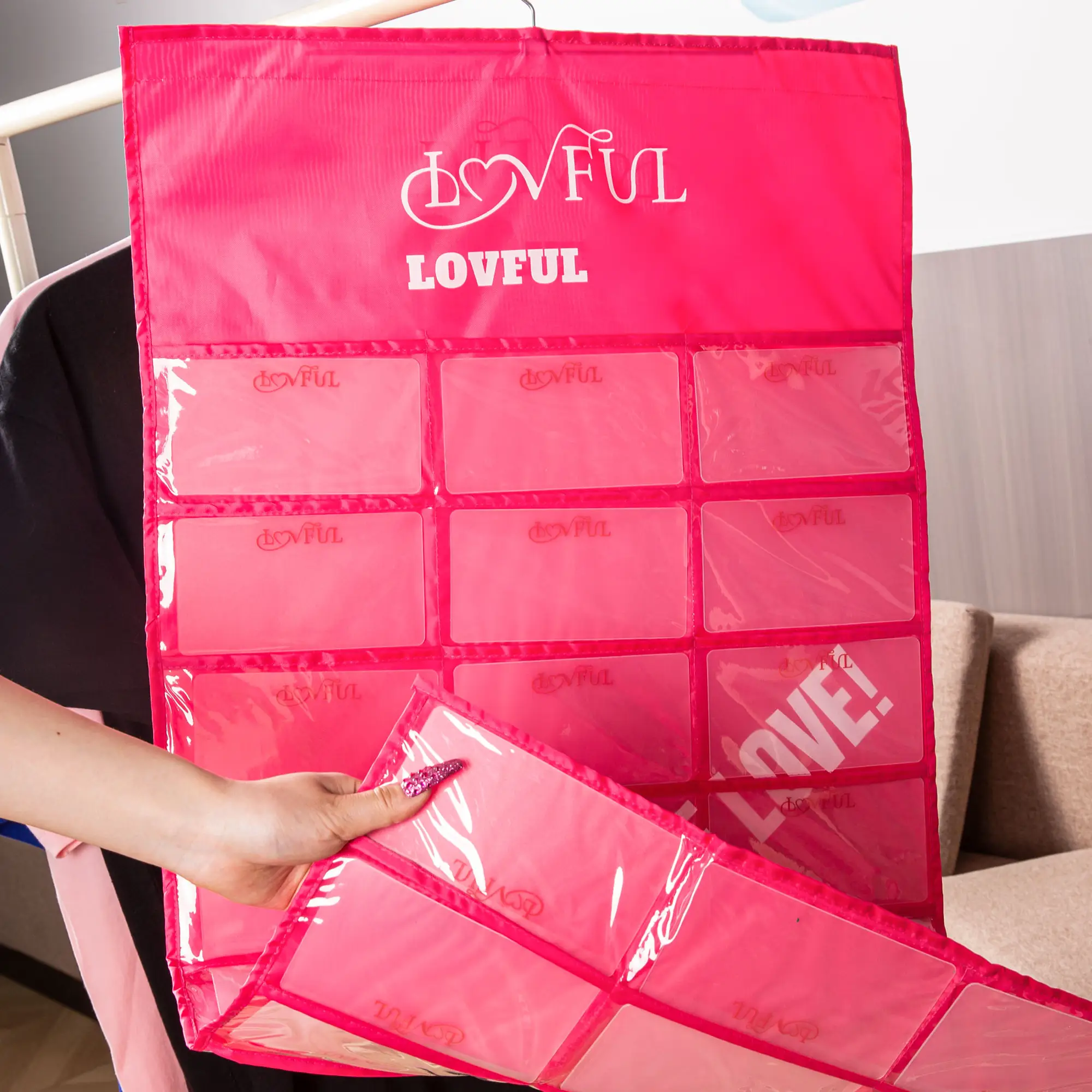 Lovful Double‑Sided Transparent 48‑Pocket Storage Bag, Organizer Pouch for Acrylic Press‑Ons, Portable Travel Case—Gel Tips & Art Supplies