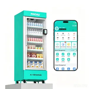 Pacau Smart Vending Machine for Sale, Commercial Snack and Drink Combo Vending Machine, Refrigerated Automatic Vending Machine with Credit Card & NFC Payment for Office, Apartment, Gym