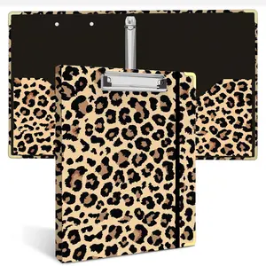 3 Ring Binder 1 Inch, Cute Leopard Decorative Hardcover Low Profile Clipboard with Storage, 1'' Round Ring Binders for Letter Size Paper, Binder Organizer for School Office Supplies( Spots)