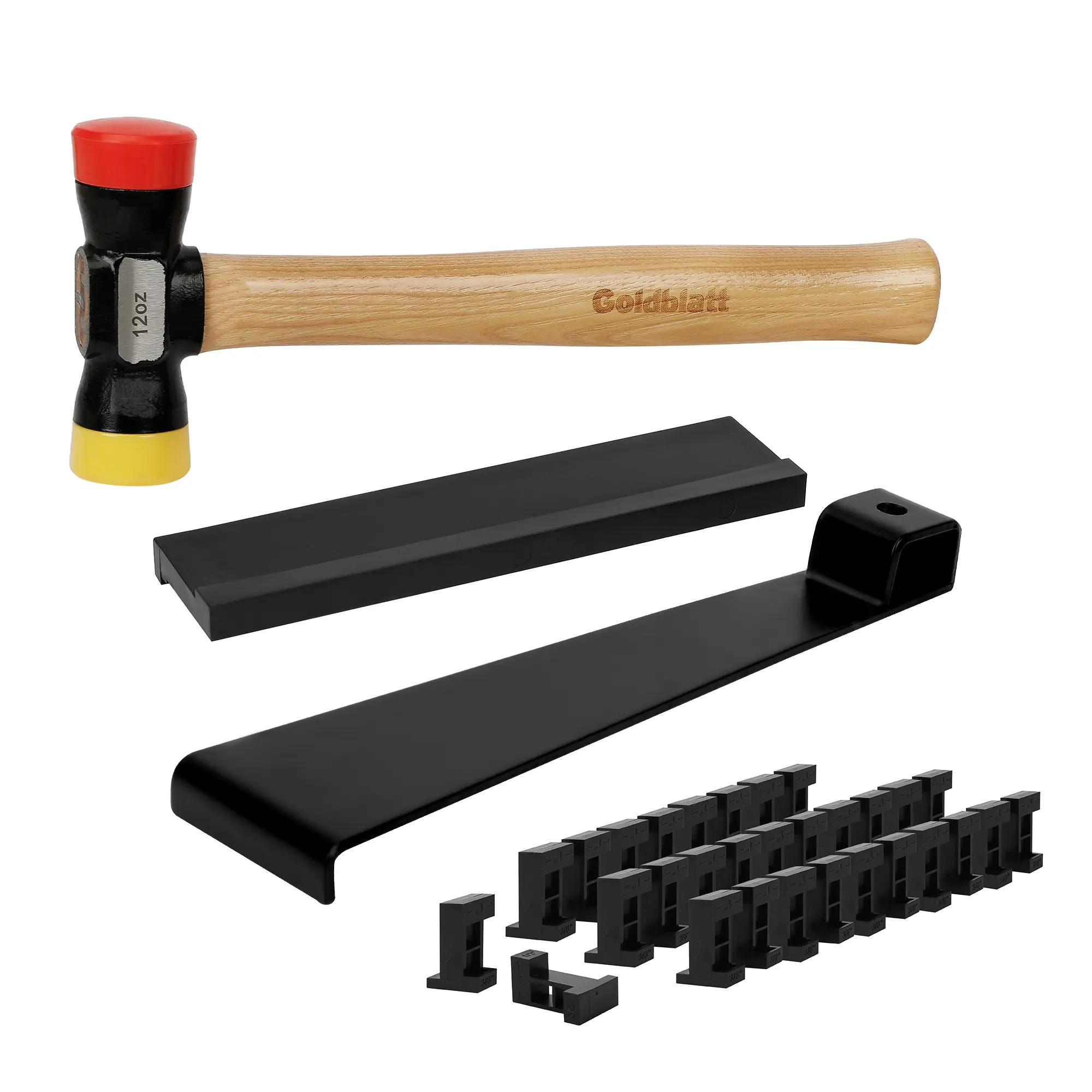#summersale Goldblatt Laminate Wood Flooring Installation Kit with Reinforced Double-Faced Mallet, Heavy Duty Pull Bar, Tapping Block, 30-Piece Spacers, Professional Flooring Tools for Laminate, Hardwood, Vinyl