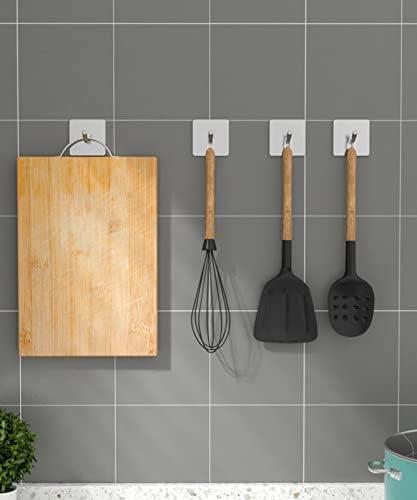 6 Pack Adhesive Hooks 3M Self Adhesive Metal Wall Sticky Hooks Hanger for Keys Bags Clothes Hat Towel Kitchen Bath Room Living Room No Drilling Needed