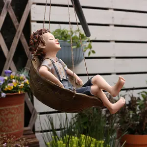 Hanging Walnut Sprite Resin Statue Decoration, Unique Outdoor Garden Tree Ornament, Easter Memorial Gift, Four Seasons Decor