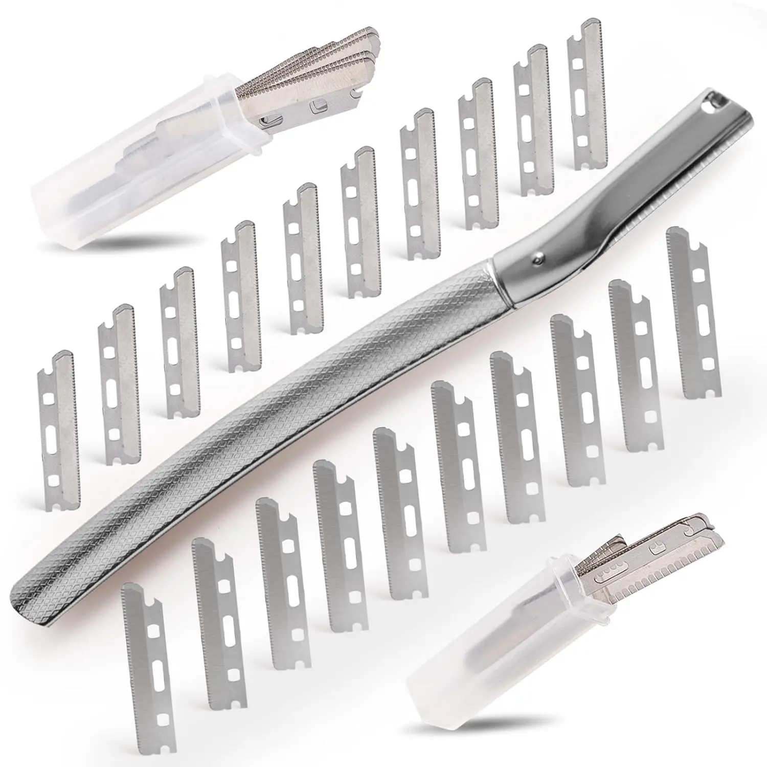Dermaplane Razor for Women Face with 20PCS Blades,Professional Facial Razors for Peach Fuzz and Eyebrow Hair Removal,Stainless Steel Multipurpose Face Shavers with Gift Box