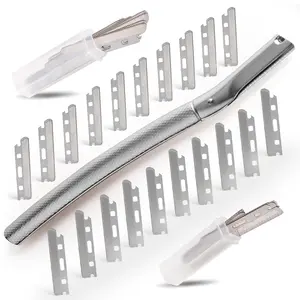 Dermaplane Razor for Women Face with 20PCS Blades,Professional Facial Razors for Peach Fuzz and Eyebrow Hair Removal,Stainless Steel Multipurpose Face Shavers with Gift Box