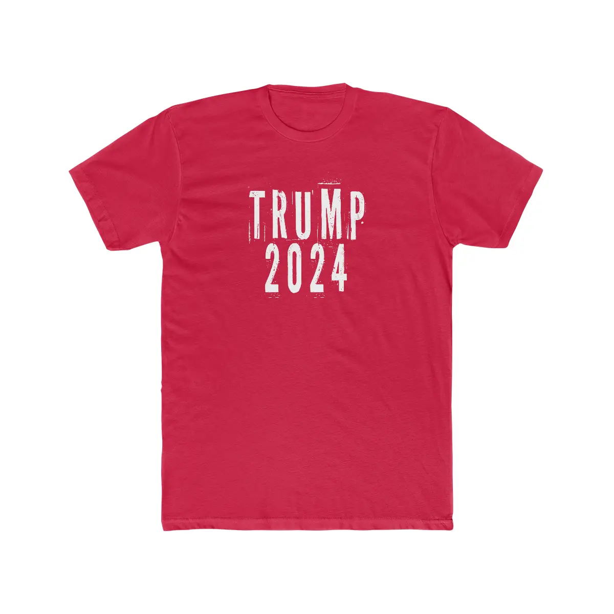 Donald Trump 2024 Bold White Distressed Stencil Text Premium Cotton Crew Tee