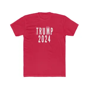 Donald Trump 2024 Bold White Distressed Stencil Text Premium Cotton Crew Tee