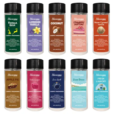 16oz (453g) Scented Carpet Deodorizer Powder - Home Fragrances Cleaning Supplies, Multiple Odor Control Solutions for Pet Use, Area Rug Cleaning, Upholstery, Car Interior, Long-Lasting Freshness (Vanilla Bean, Pink Sugar), No Strawberry Residue