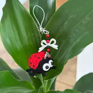 Handmade Crochet Ladybug Phone Charm / Keychain
