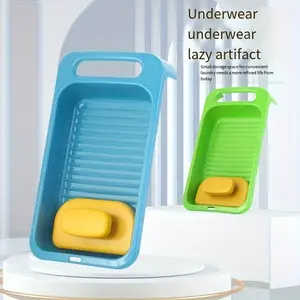 Plastic Manual Laundry Scrubber, Portable Underwear Washer, Handheld Clothes Washing Tool, Easy Wash Rollers, Non-Electric Cleaning Gadget for Delicates - Household Essentials