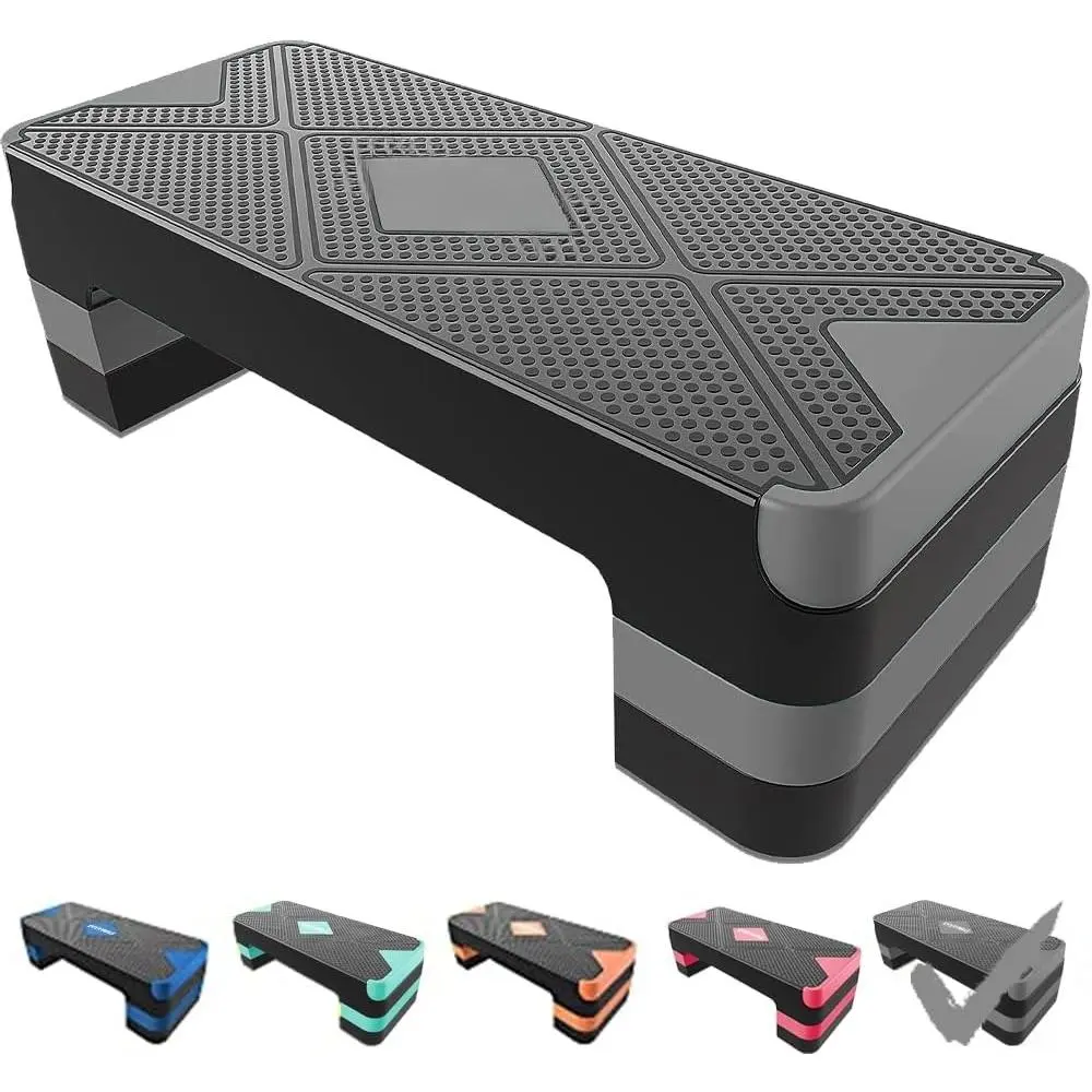 Aerobic Exercise Step, Adjustable Aerobic Stepper for Exercise, Workout Step Platform, Step Up Box, 26.5" Step Deck with 4" 6" 8" Adjustable Height Risers, Women Home Gym Fitness