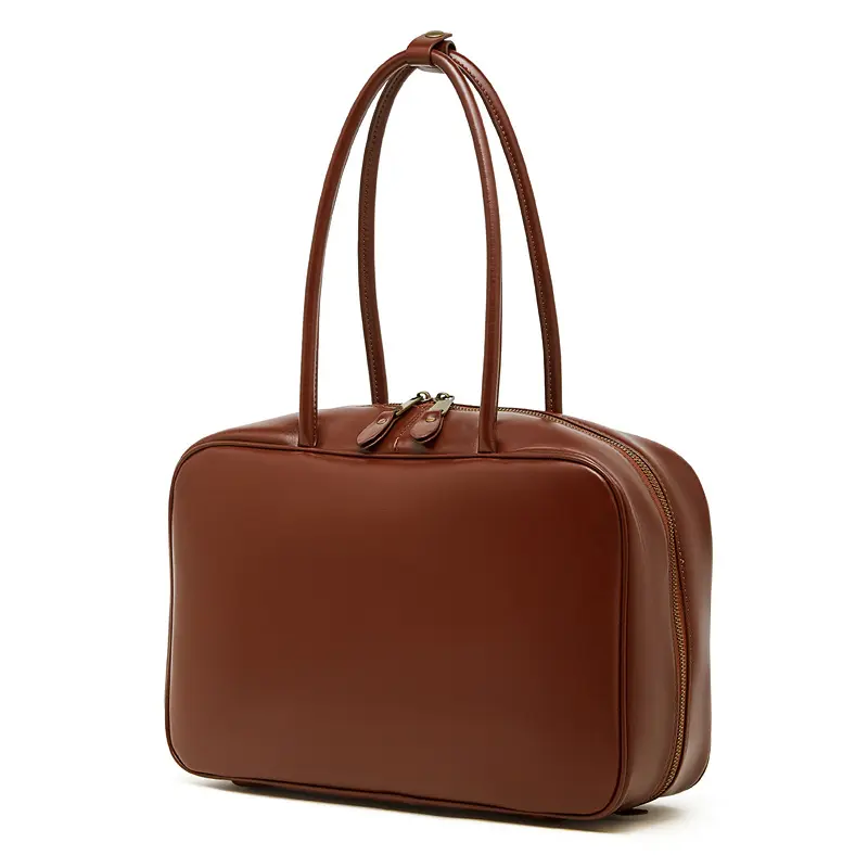 【未使用品】firsthand Big Leather Boston bag Women's 2026 Genuine Cowhide Leather Boston Bag - Retro Minimalist