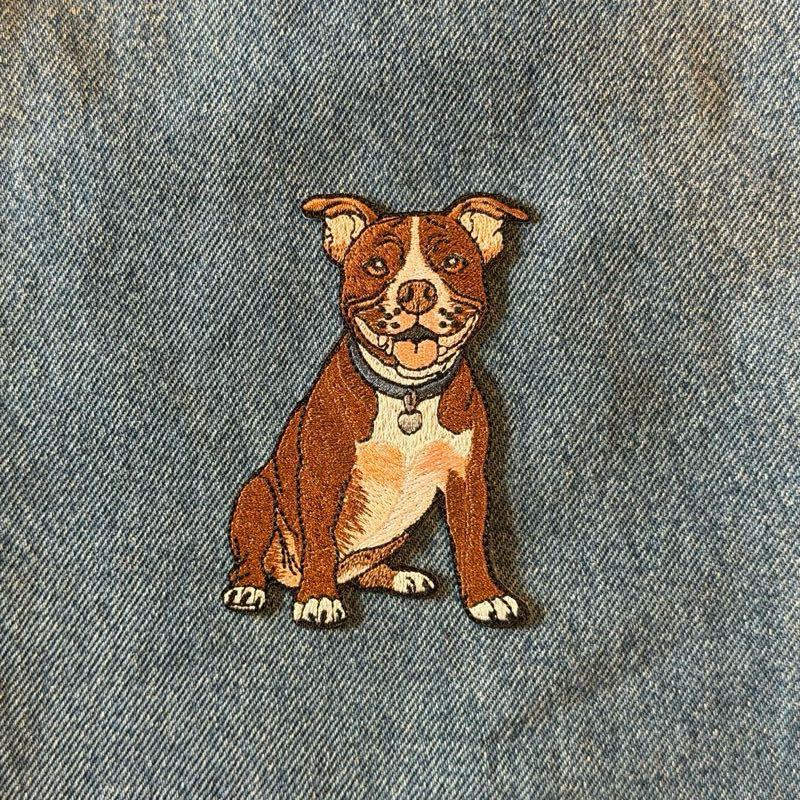 Zaroqui 3.5” Pitbull Iron On Patch Embroidery for Backpacks Jackets Clothing Vibrant Cotton Design Easy Application Large Size Perfect for Personalizing Items