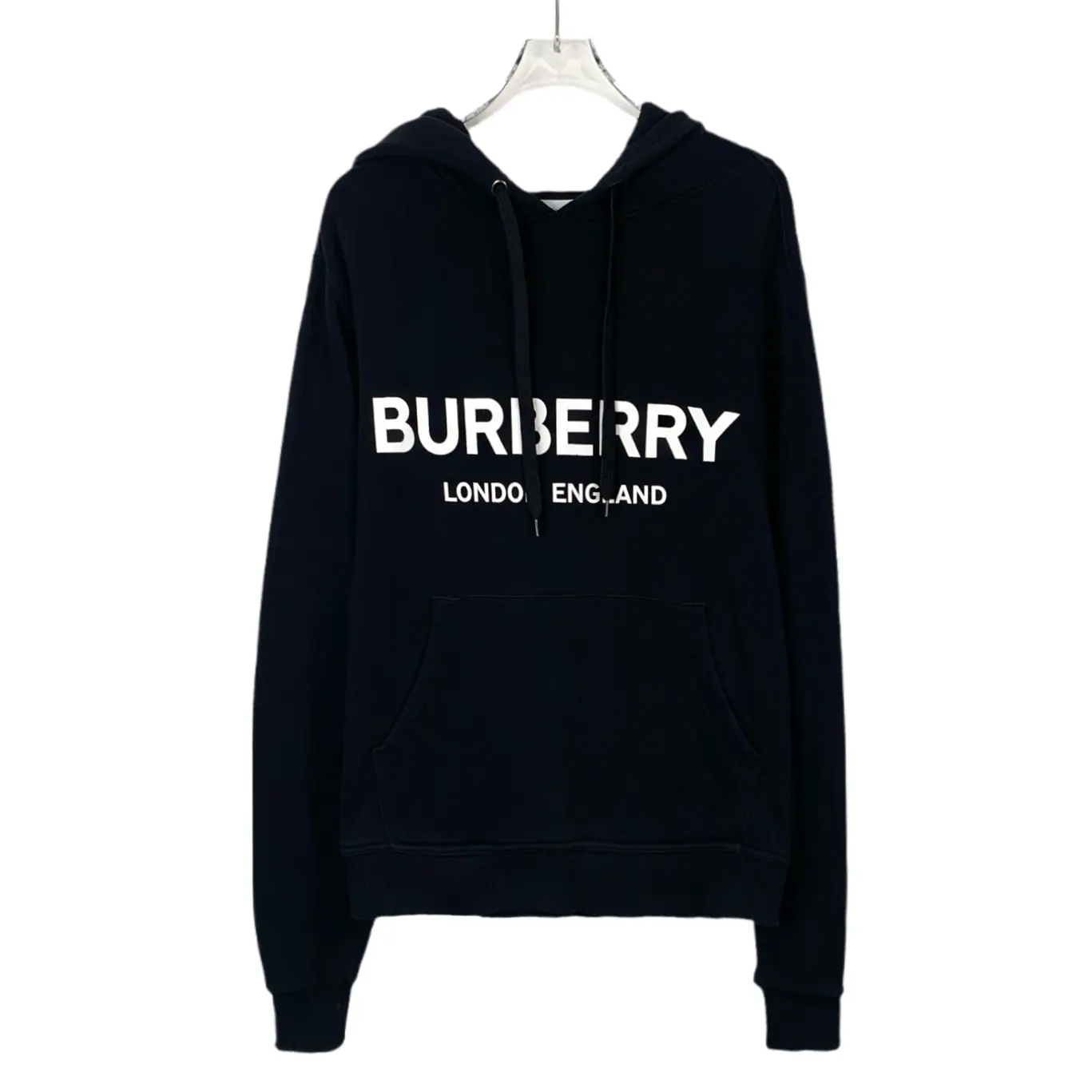RDLT-Burberry BBR Black Logo Print Cotton Hoodie-SIZE S
