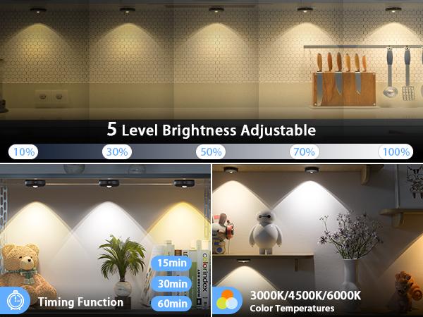 WILLED 3-Pack Rechargeable LED Puck Lights with Remote Control, 1000mAh Magnetic Under Cabinet Lights with 3-in-1 USB Charging, Remote Dimmable Timer Stick-On Puck Lights for Bedroom,Artwork, Kitchen, Closet, Shelf, Party Home Decor