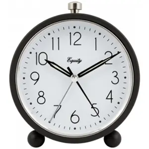212 MAIN Lacrosse Analog Quartz Alarm Clock with Light, Metal, Backlit, Compact Dark Gray Glass Home Decor Frame
