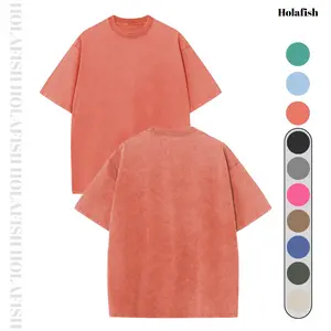 Holafish Unisex SummerVibes Acid Washed Oversized T-Shirt Crew Neck Half Short Sleeve Summer Top Casual Loose Fit Solid Streetwear Comfortable Tees Basic Womenswear Shortsleeve Tshirt New Arrivals