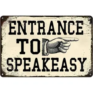 Vintage Entrance To Speakeasy Tin Sign Retro Speakeasy Decor Speak Easy Funny Metal Signs Speakeasy Party Decorations For Boys Room 20s Wall Art Decoration Sign