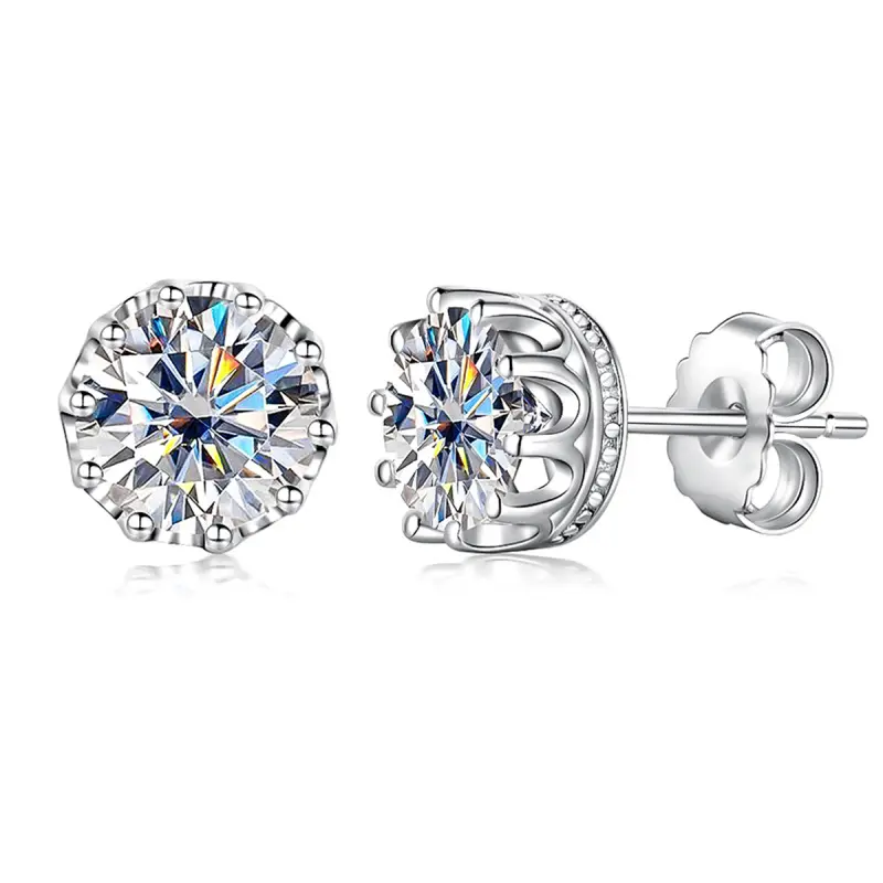 NEW 2ct. t.w. 925 Sterling Silver Crown Stud Earrings