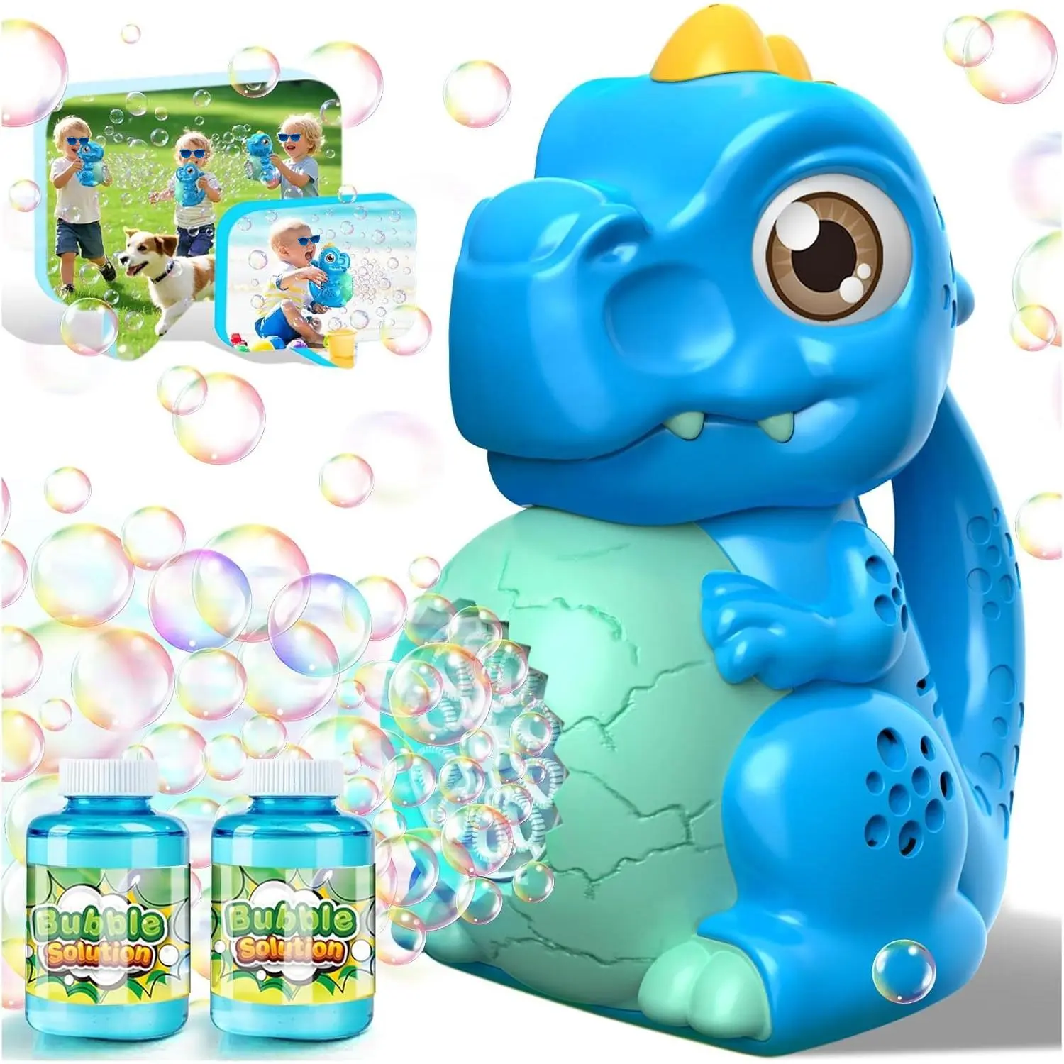 001-XLL Automatic Dinosaur Bubble Machine Toy for 3+ Boys & Girls - Battery-Operated (AA), 8000 Bubbles/Min, 150ml Solution Included, 150ml Capacity - Indoor/Outdoor Fun, Ideal Wedding Favors