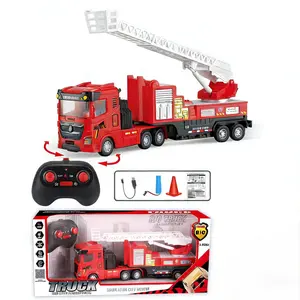 Remote Control Fire Truck for Kids, 1:24 Scale RC Fire Engine with Extendable Ladder, LED Lights, Siren Sounds, 2.4GHz Rechargeable Rescue Vehicle Toy, Birthday Gift for Boys Ages 3+ excavator