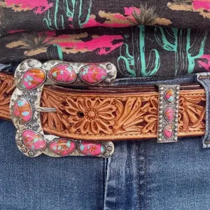 Sterling Kreek Buckle Up Belt Buckle with Colorful Stones and Intricate Design for Stylish Outfits