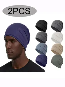 2pcs Cooling Skull Caps for Men & Women, Breathable 3D Mesh Running Caps, Fitted Hats, Ideal for Cycling, Gym, and Summer Activities