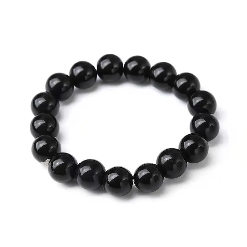 【105】Black glazed bracelet for men and women, single circle bracelet, fashionable and simple, couple bracelet, single bead diameter 14mm
