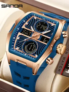 Sanda brand sports fashion casual watches, LED illuminated sports electronic watches, and wine barrel shaped multifunctional waterproof silicone tape youth watches, High End Watch are the first choice for gift giving