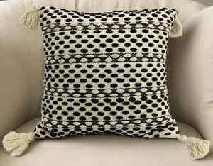 Beige and Black Throw Pillow