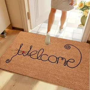 Welcome Cat Mat for Home Entrance Indoor and Outdoor, Garage and Garden Outside Entryway Floor Mat, Welcome Doormat, Home Decorative Rug